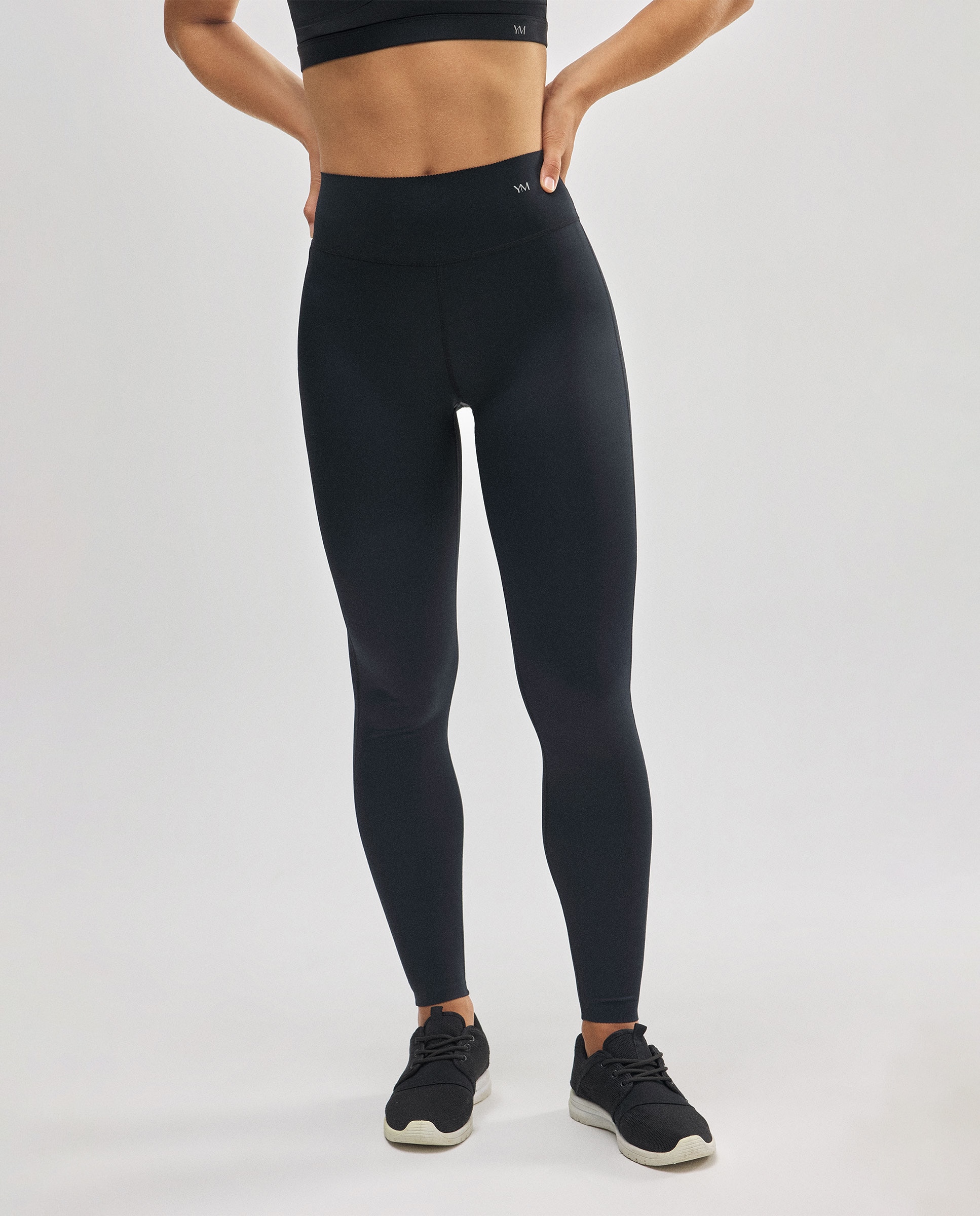 Leggings Desportivos Efeito Ventre Plano Compressive Push-up Preto-1