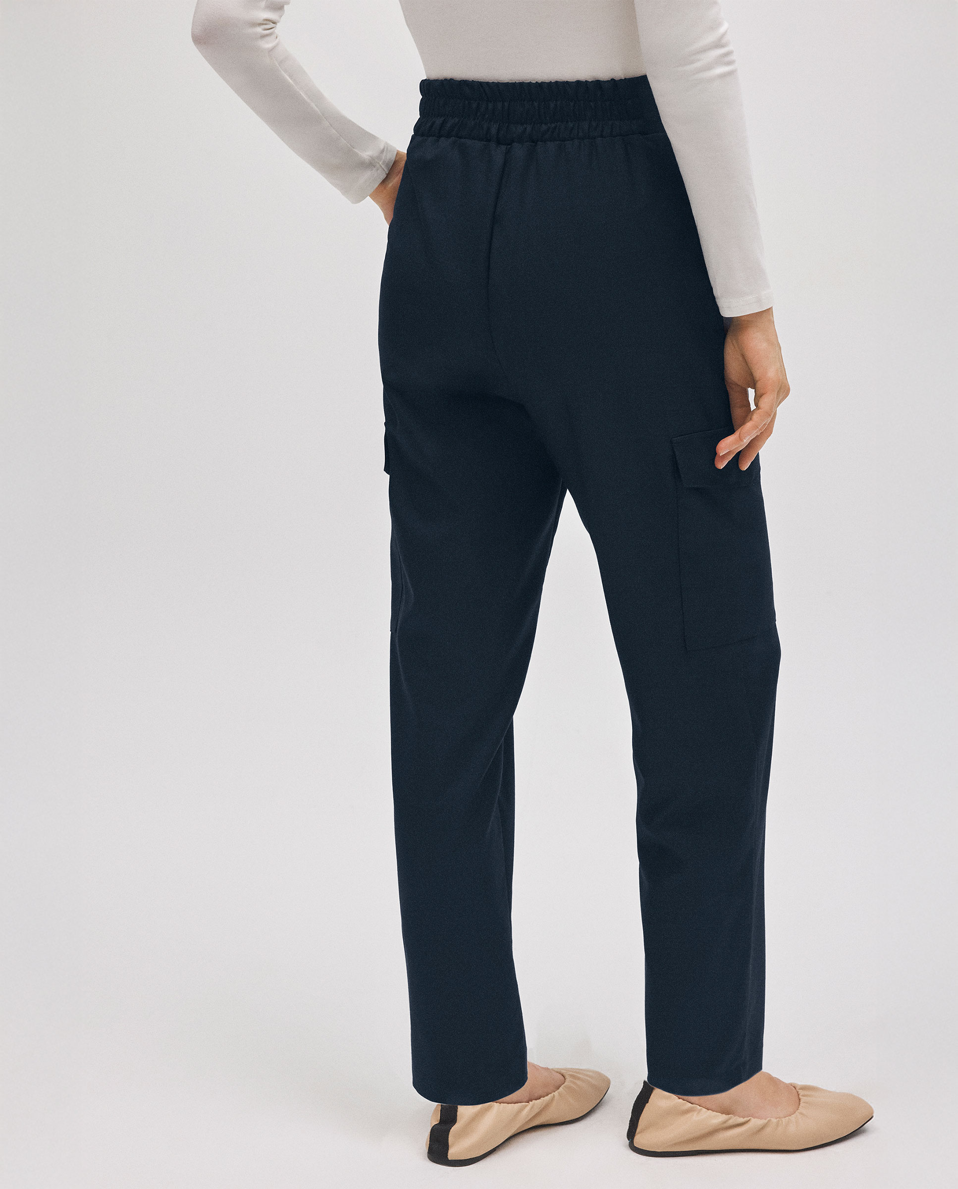 Calças Casuais Tipo Cargo Azul-marinho-3