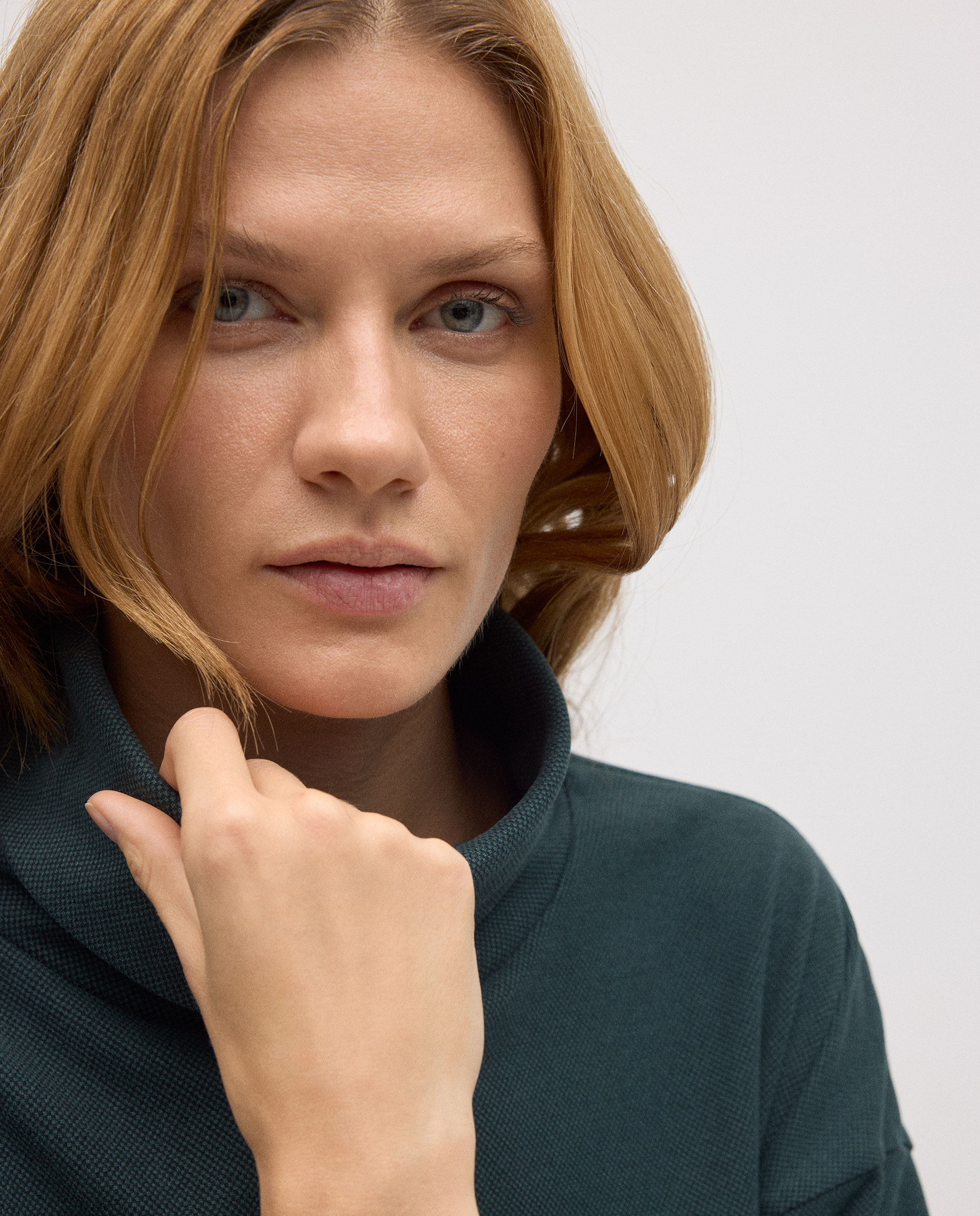 Camisola Maxi com Abertura Cálida Verde-escuro-4