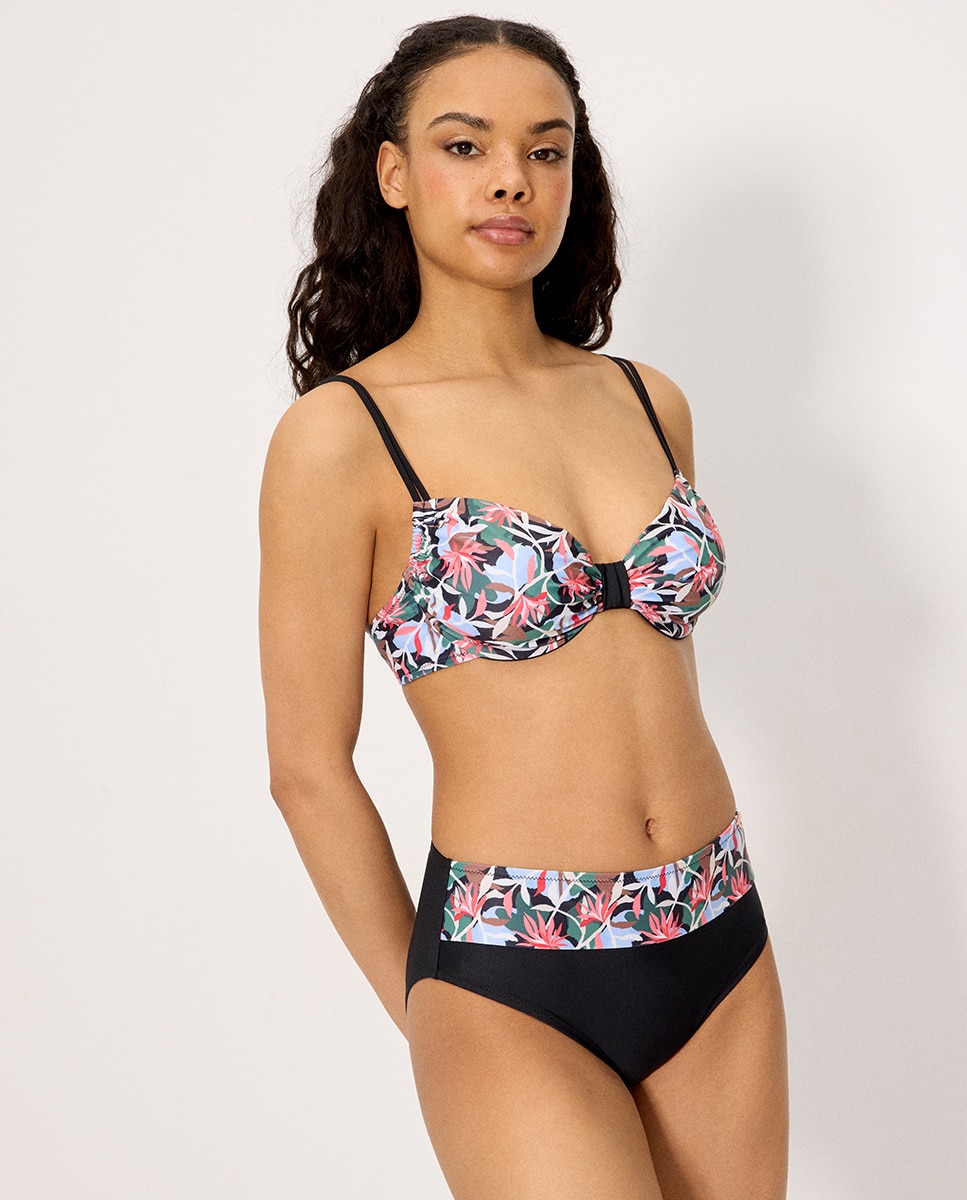 Biquínis Completos Redutor de Peito com Estampado Tropical em Copas C e D Multicolor-3