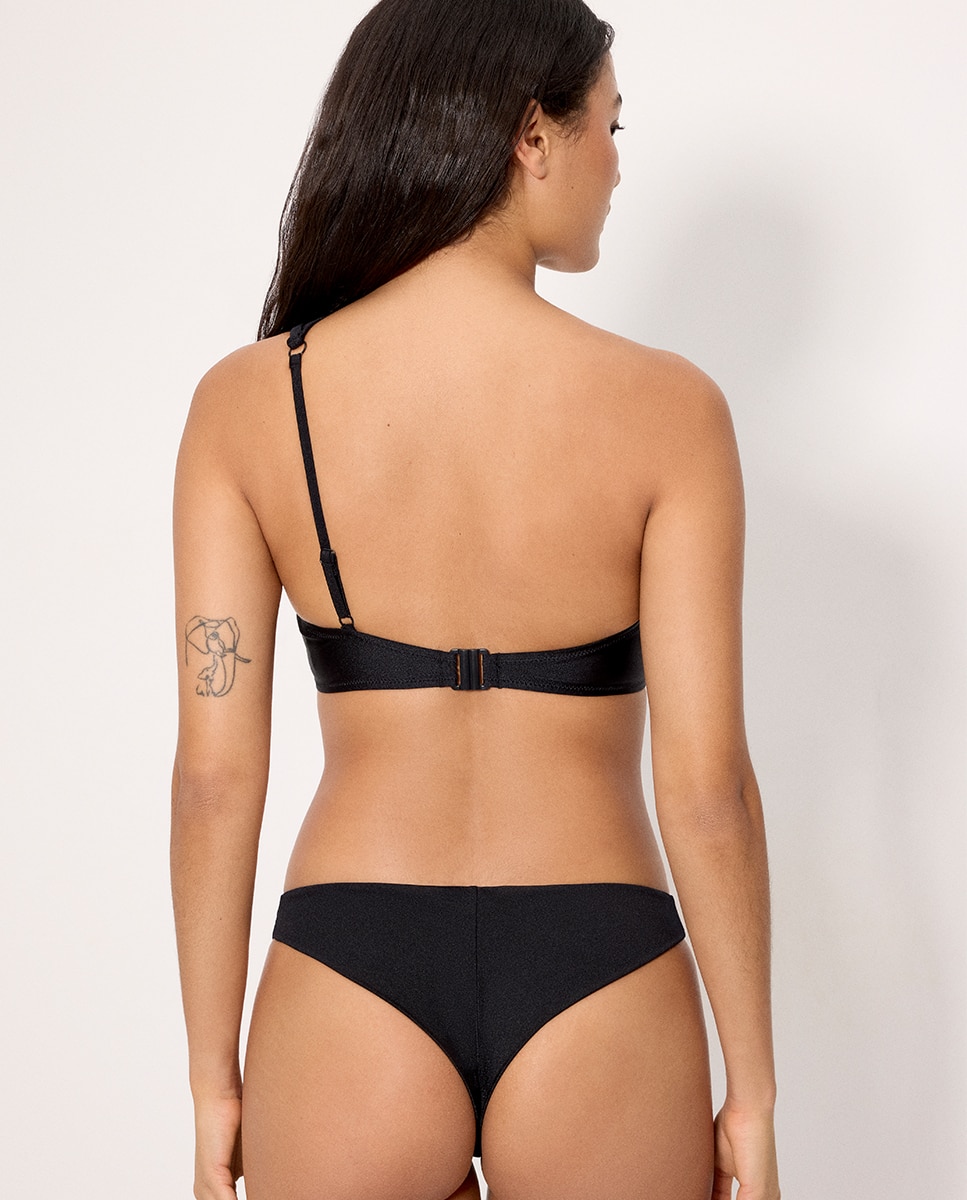 Cueca de Biquíni Estilo Brasileira com Brilho Preto-2