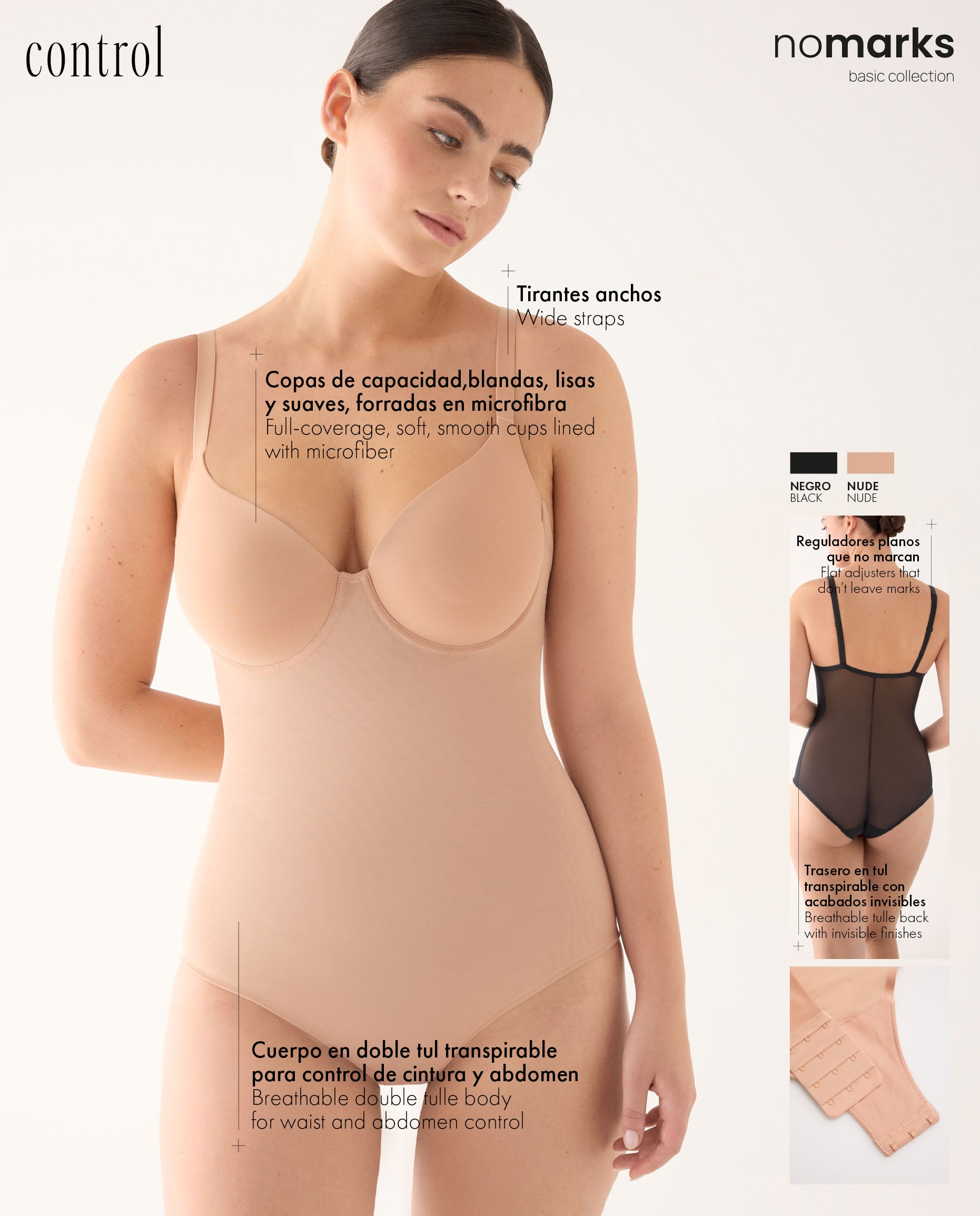 Body de Controle com Acabamentos Invisíveis de Paula Echevarría Copas C e D | Nomarks Nude-7