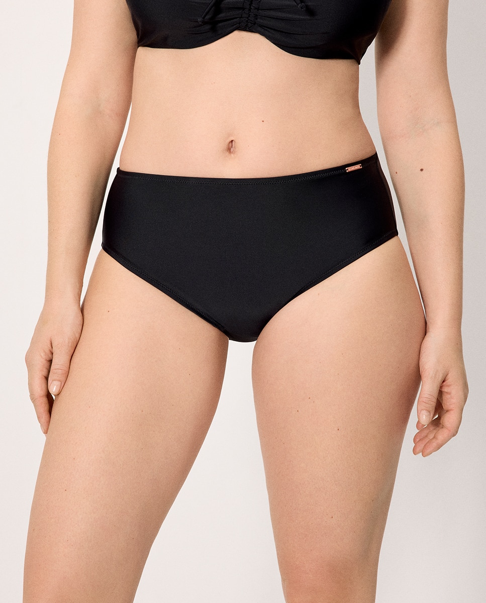Cueca de Biquíni Redutora Alta Preto-2