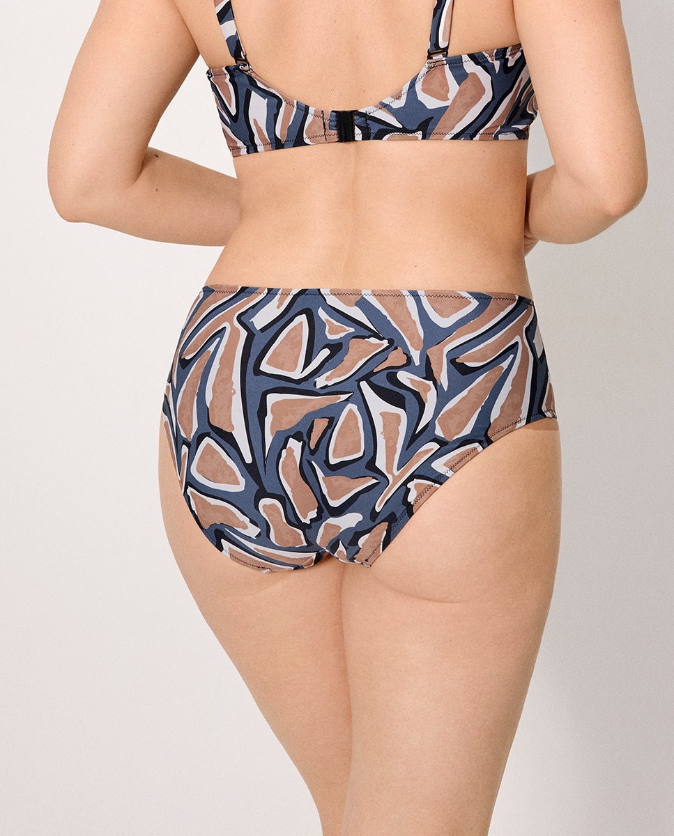 Cueca de Biquíni Redutora Alta Estampada Multicolor-2