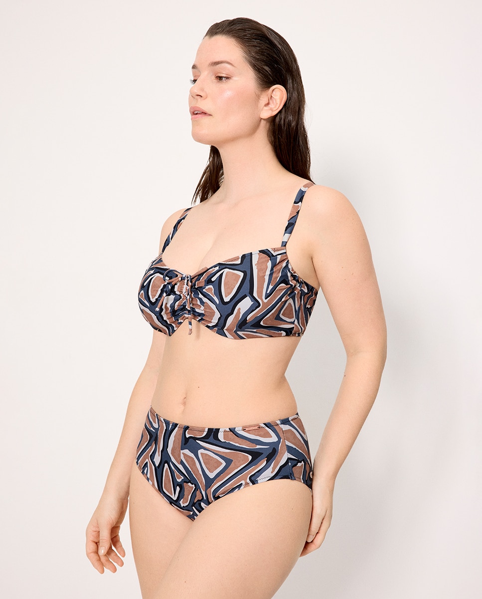 Cueca de Biquíni Redutora Alta Estampada Multicolor-3