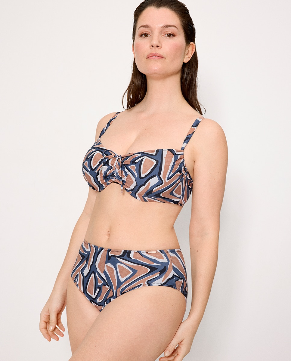 Cueca de Biquíni Redutora Alta Estampada Multicolor-4