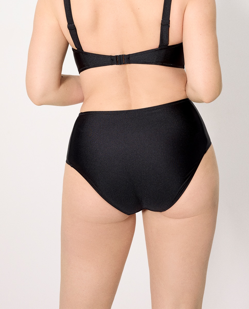 Cueca de Biquíni Redutora Alta com Brilho Preto-2
