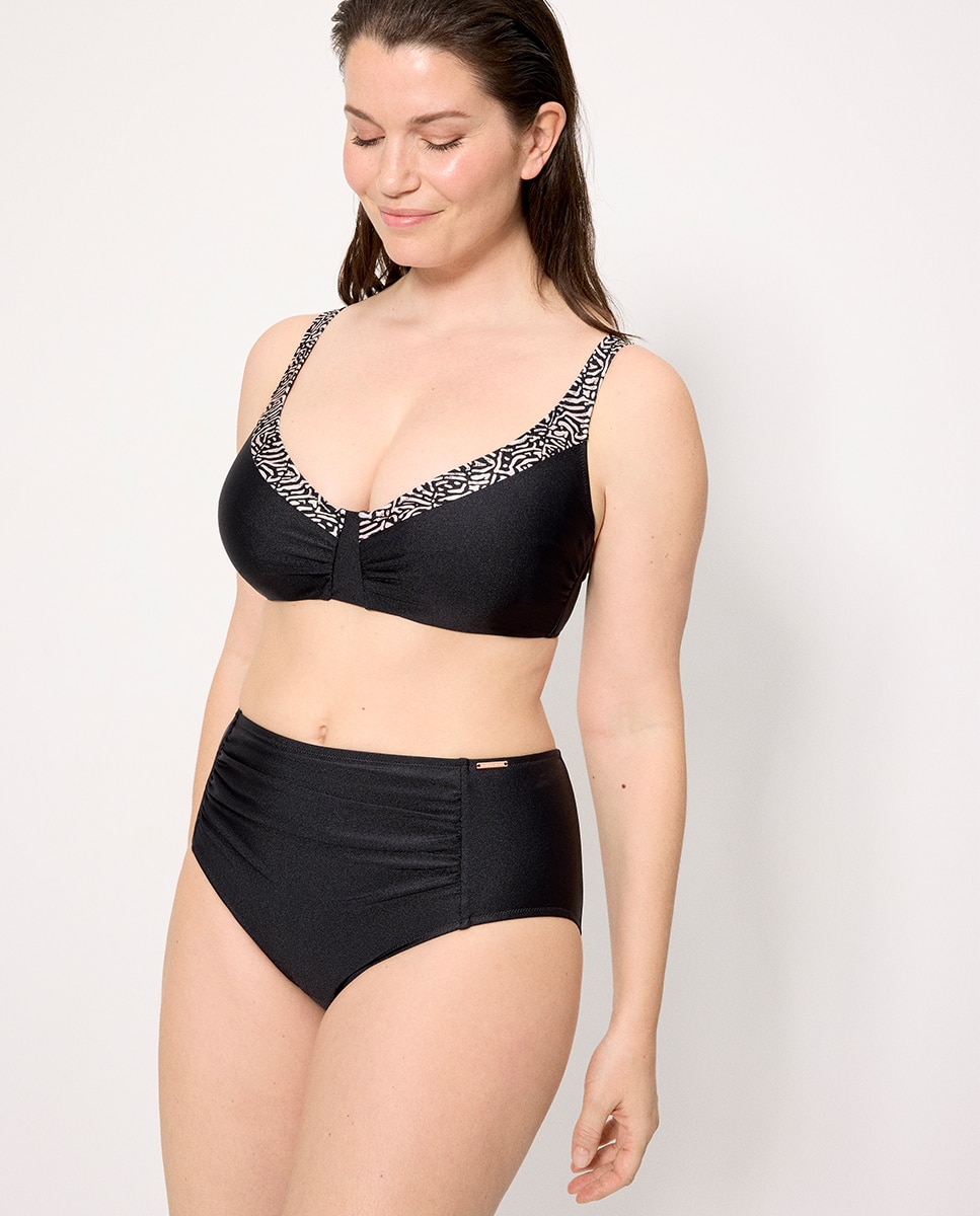 Cueca de Biquíni Redutora Alta com Brilho Preto-3