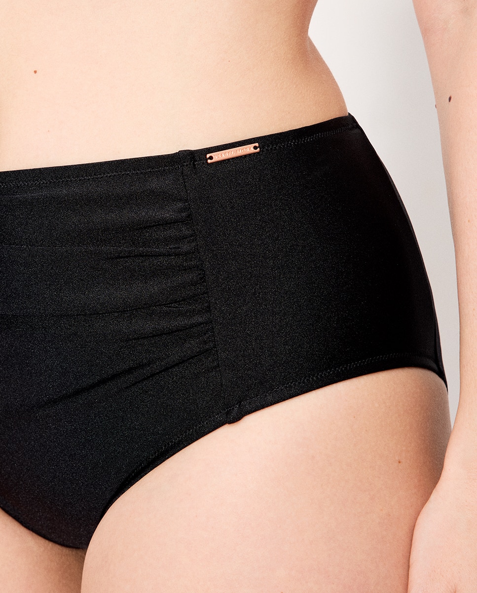 Cueca de Biquíni Redutora Alta com Brilho Preto-4