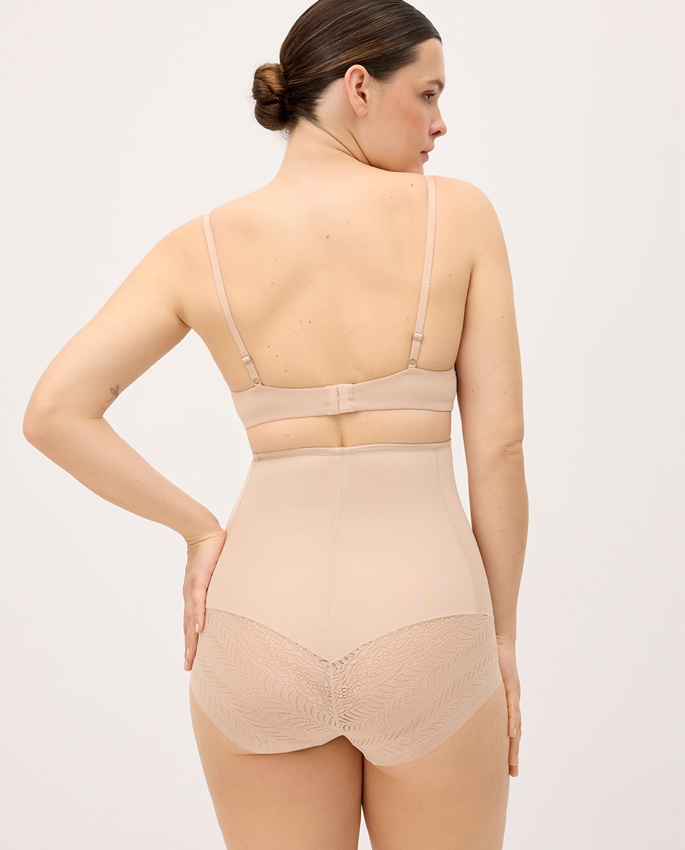 Cueca Alta Redutora com Renda Nude-2