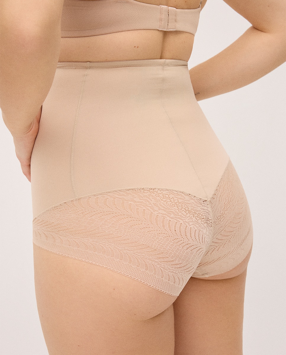 Cueca Alta Redutora com Renda Nude-4