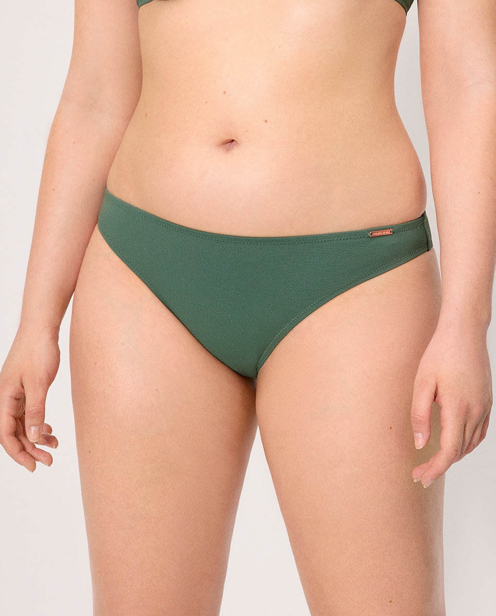 Cueca de Biquíni Micropiqué Coral Verde-escuro-1