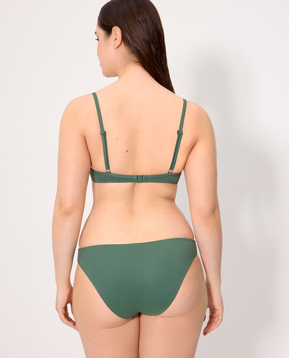 Cueca de Biquíni Micropiqué Coral Verde-escuro-2