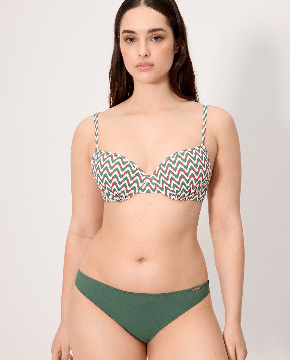 Cueca de Biquíni Micropiqué Coral Verde-escuro-6