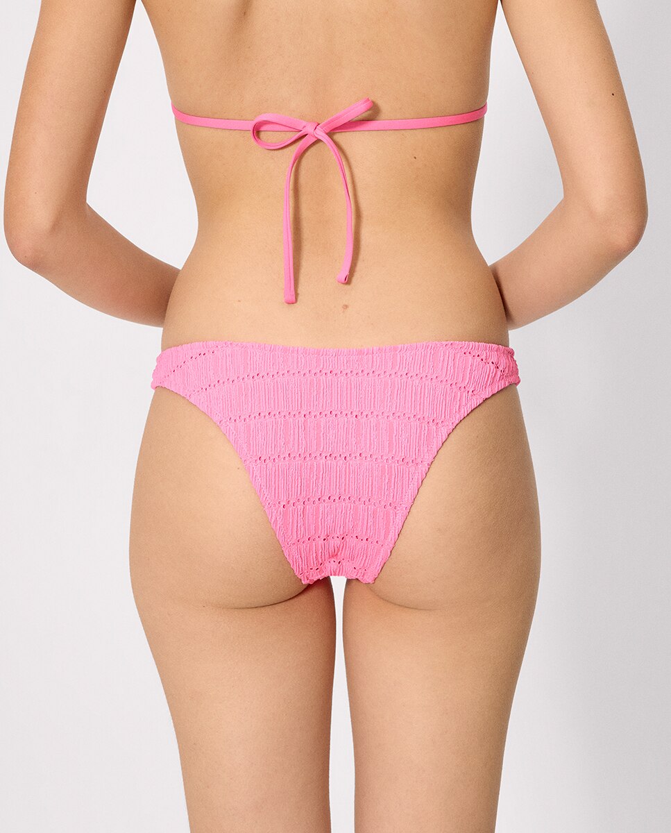 Cueca de Biquíni Brasileira com Textura Rosa-pastilha-2