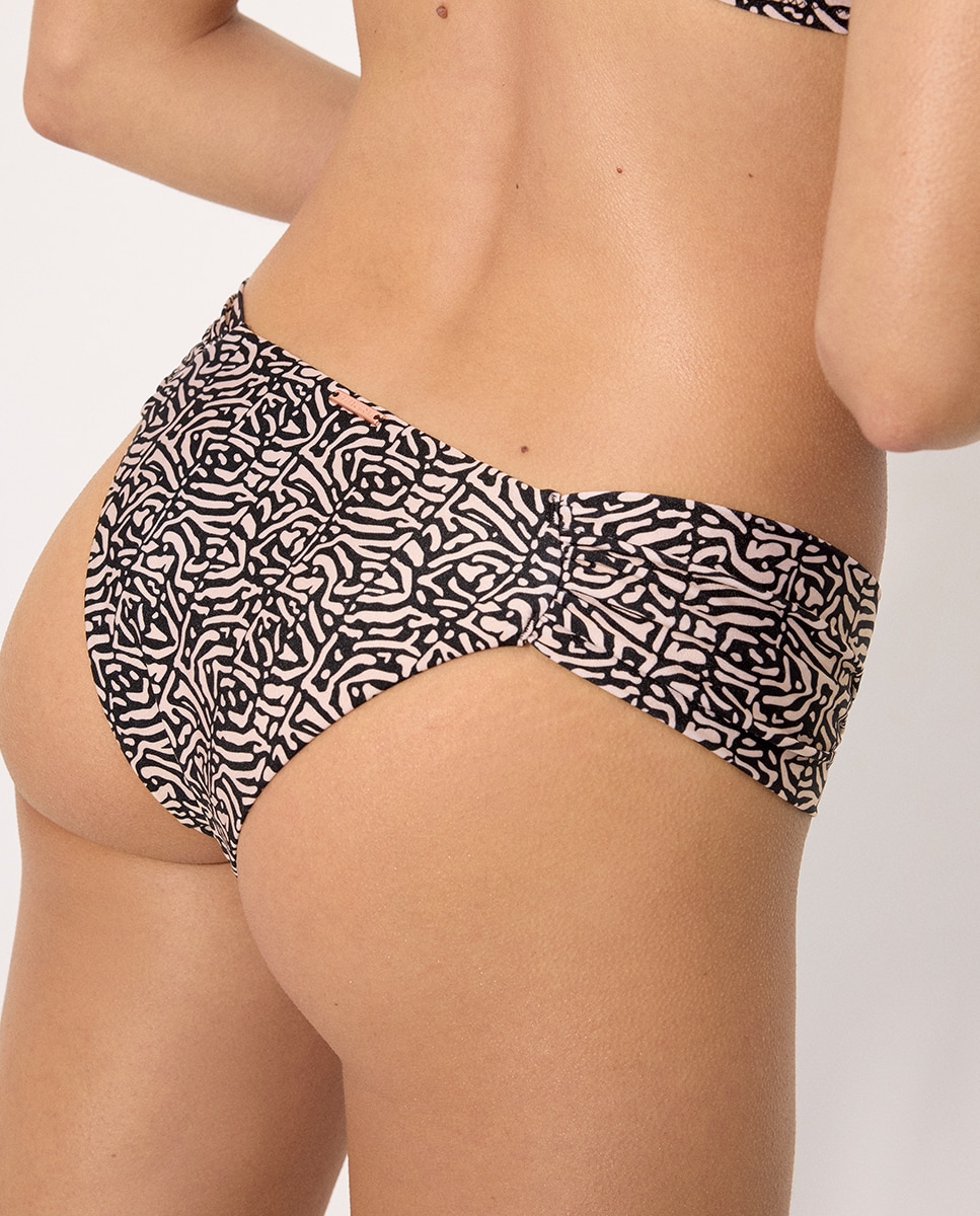 Cueca de Biquíni Brasileira Estampada com Brilho Preto / Branco-4
