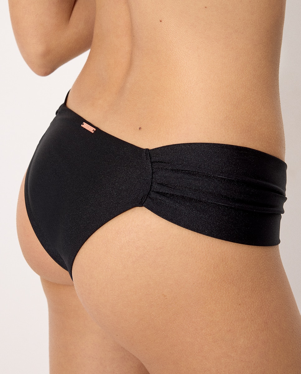 Cueca de Biquíni Brasileira com Brilho Preto-4