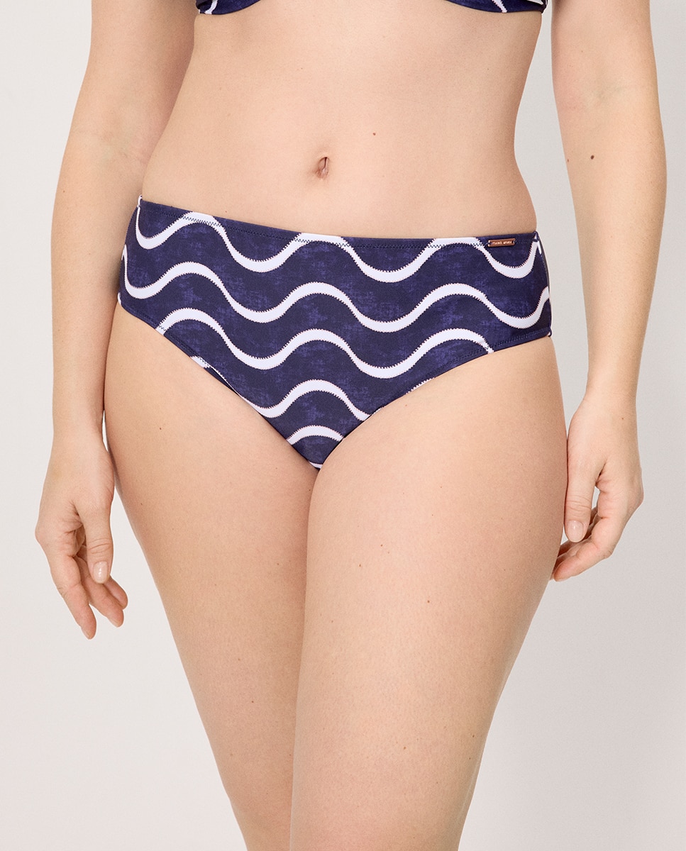 Imagem 0 de Cueca de Biquíni Moldeadora Midi com Estampado de Ondas