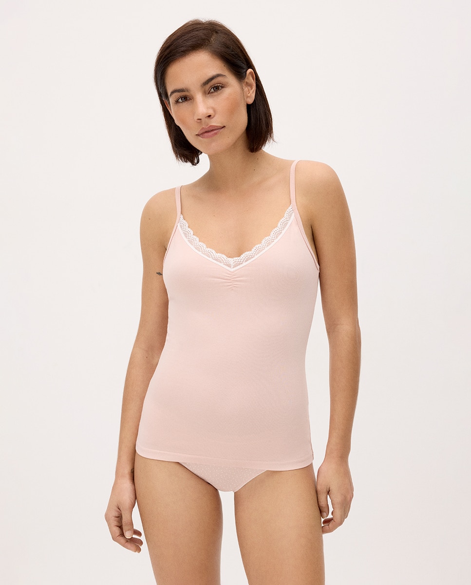 Imagem 0 de T-shirt Interior de Alças em Algodão Pastel
