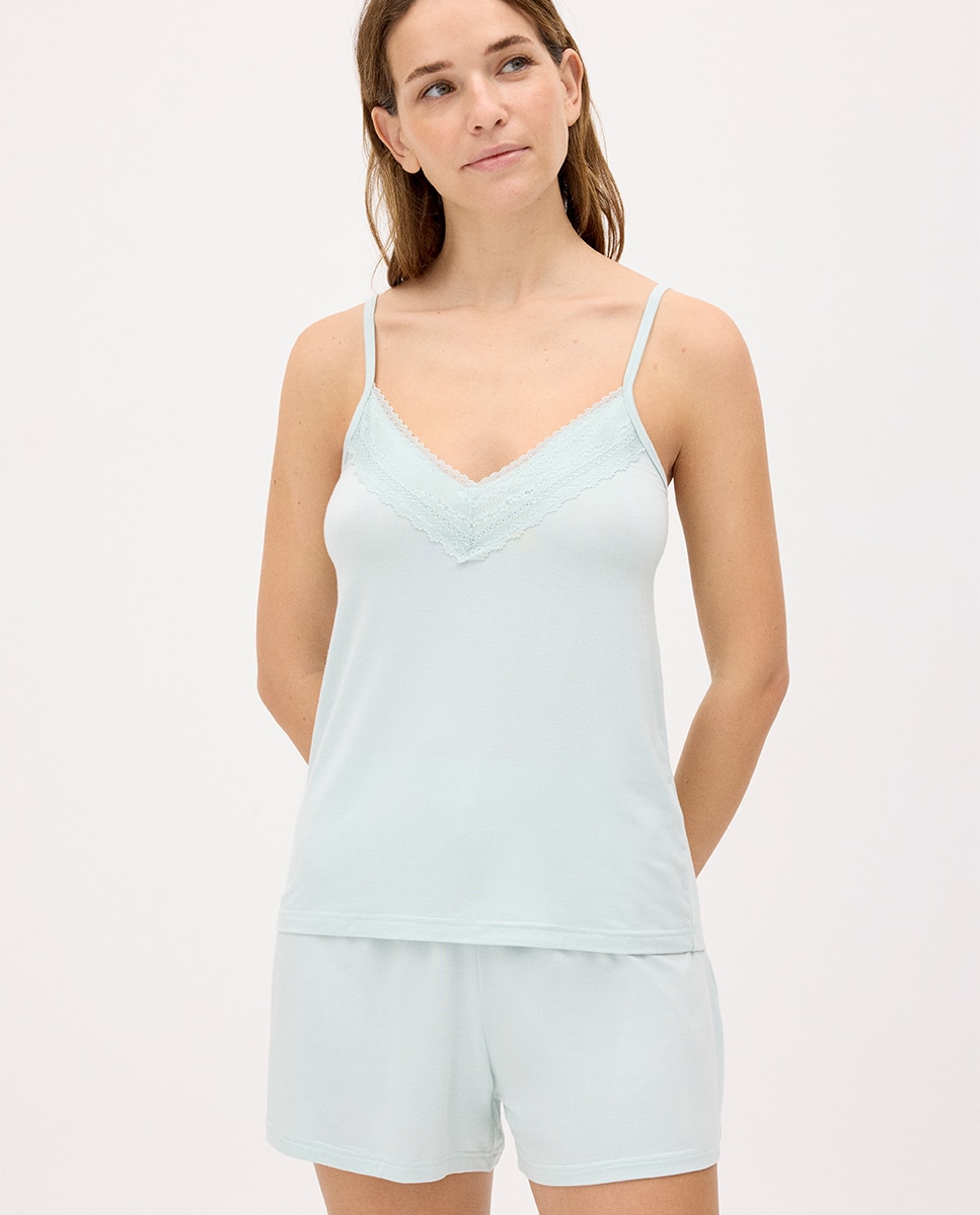 Imagem 0 de Pijama Completo Leve T-shirt de Alças e Calças Curtas