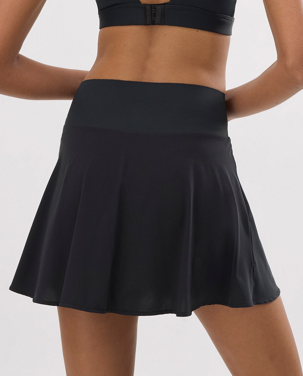 Saia Desportiva Compressiva com Calções e Bolso Interior Preto-2