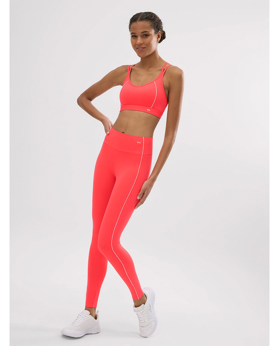 Leggings Desportivos Compressive Compridos Efeito Push-up Coral-3