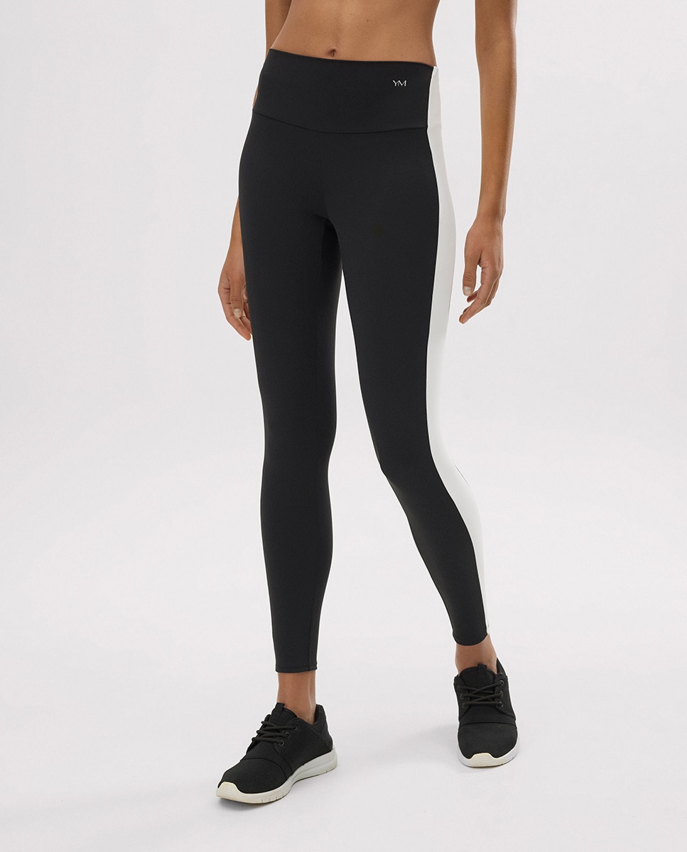 Imagem 0 de Leggings Desportivos Compridos Efeito Push-up com Faixa em Contraste