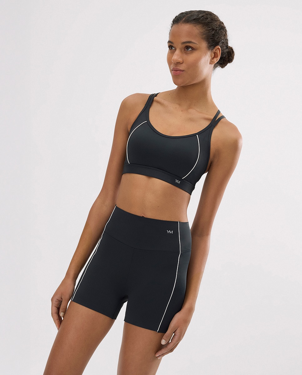 Calções Desportivos Compressive Curtos Efeito Push-up Preto-3