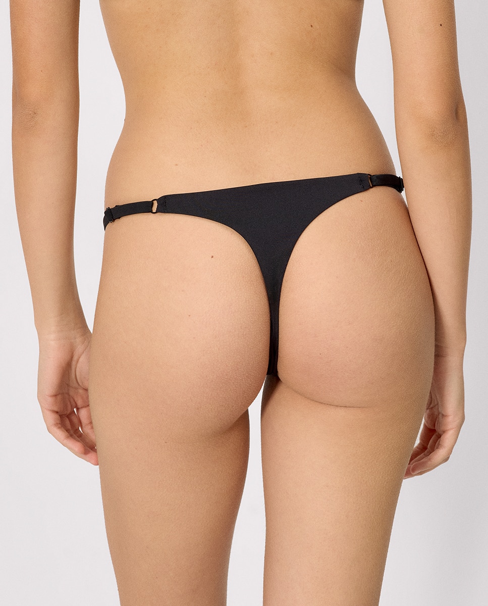 Cueca de Biquíni Estilo Tanga Preto-2