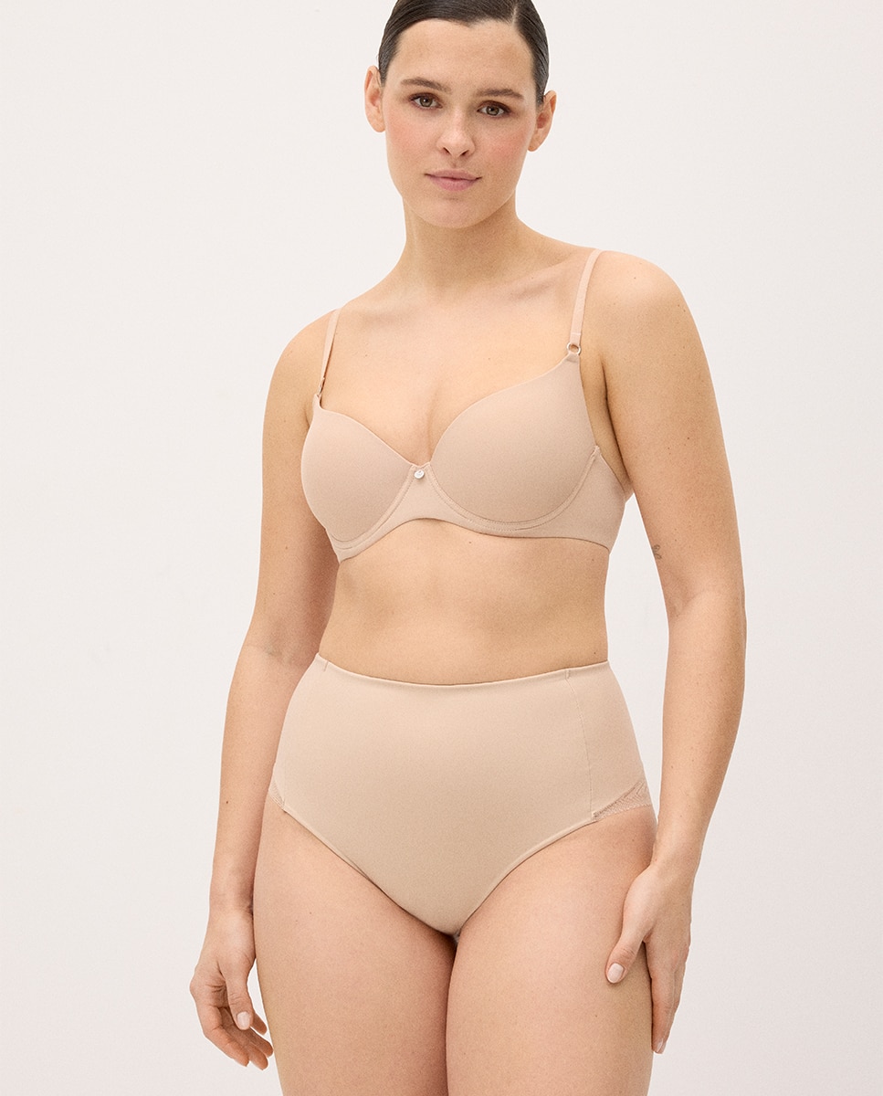 Tanga Redutora de Compressão Média com Renda Nude-2