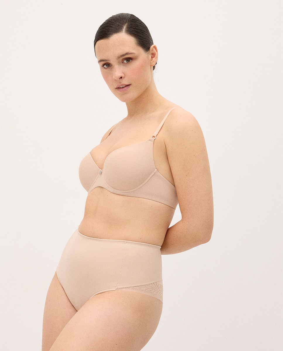 Tanga Redutora de Compressão Média com Renda Nude-3