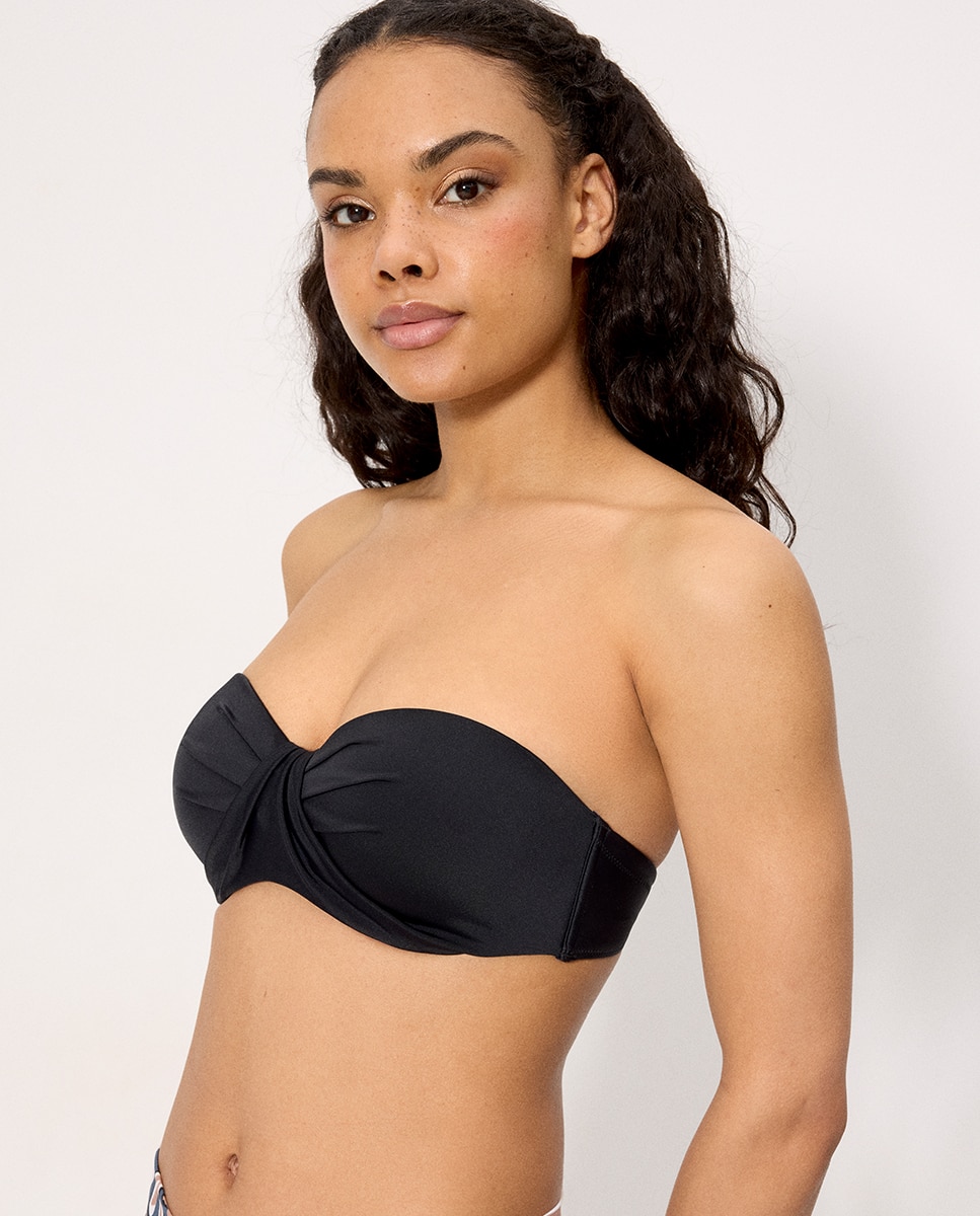Tops de Biquíni Bandeau em Copas C e D Preto-4
