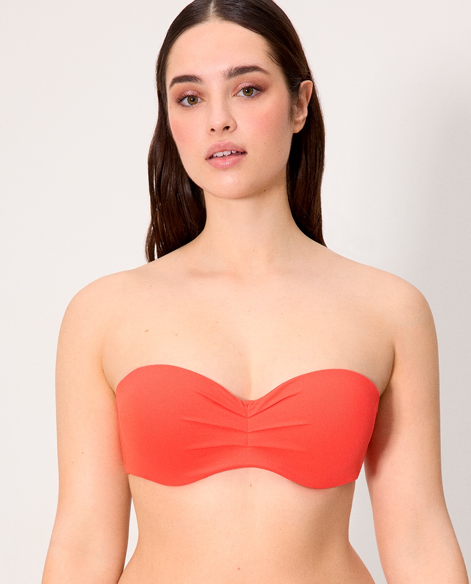 Imagem 0 de Tops de Biquíni Bandeau Micropiqué Coral em Copa C