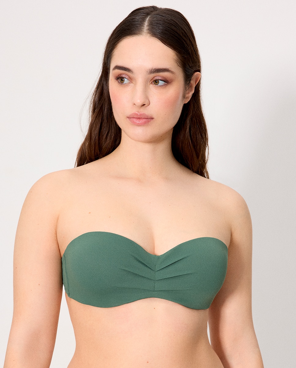Imagem 0 de Tops de Biquíni Bandeau Micropiqué Coral em Copa C