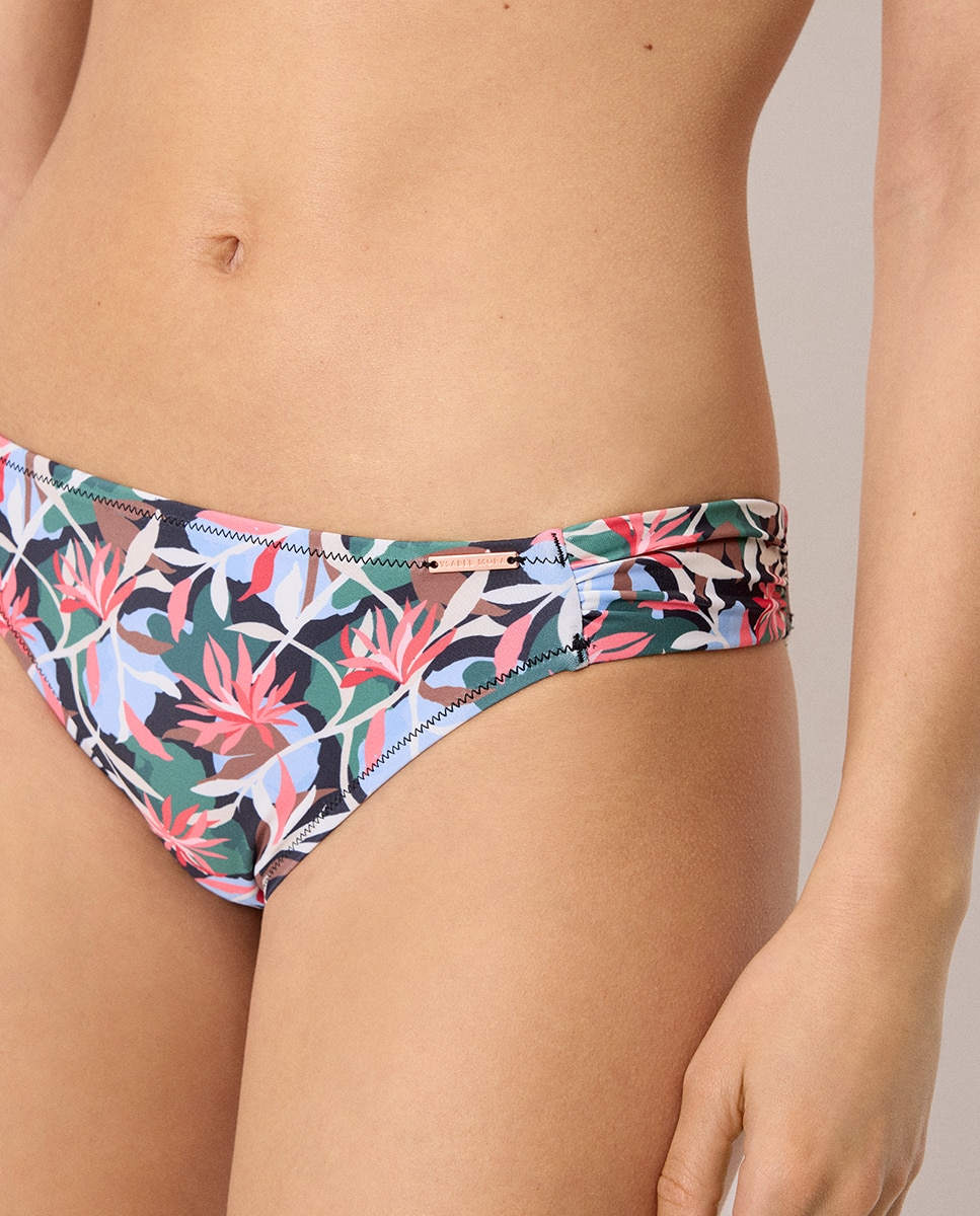 Biquínis Completos Estilo Bandeau com Estampado Tropical em Copa B Multicolor-5