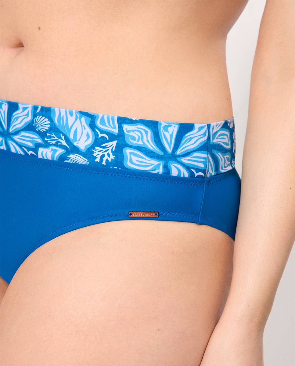 Biquínis Completos Estilo Bandeau com Estampado de Flores em Copa C Azul-celeste-5