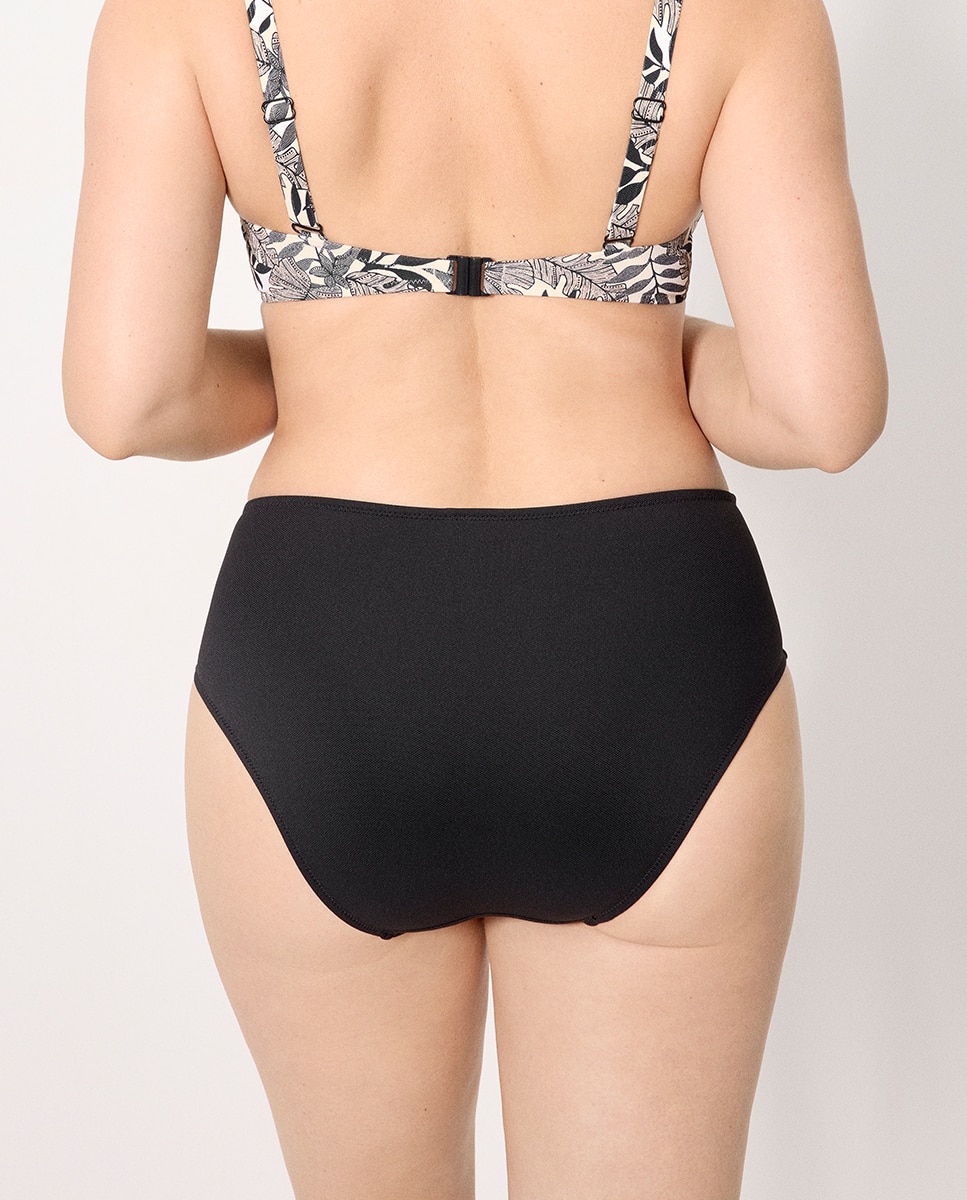 Cueca de Biquíni Redutora Alta em Micropiqué Preto-2