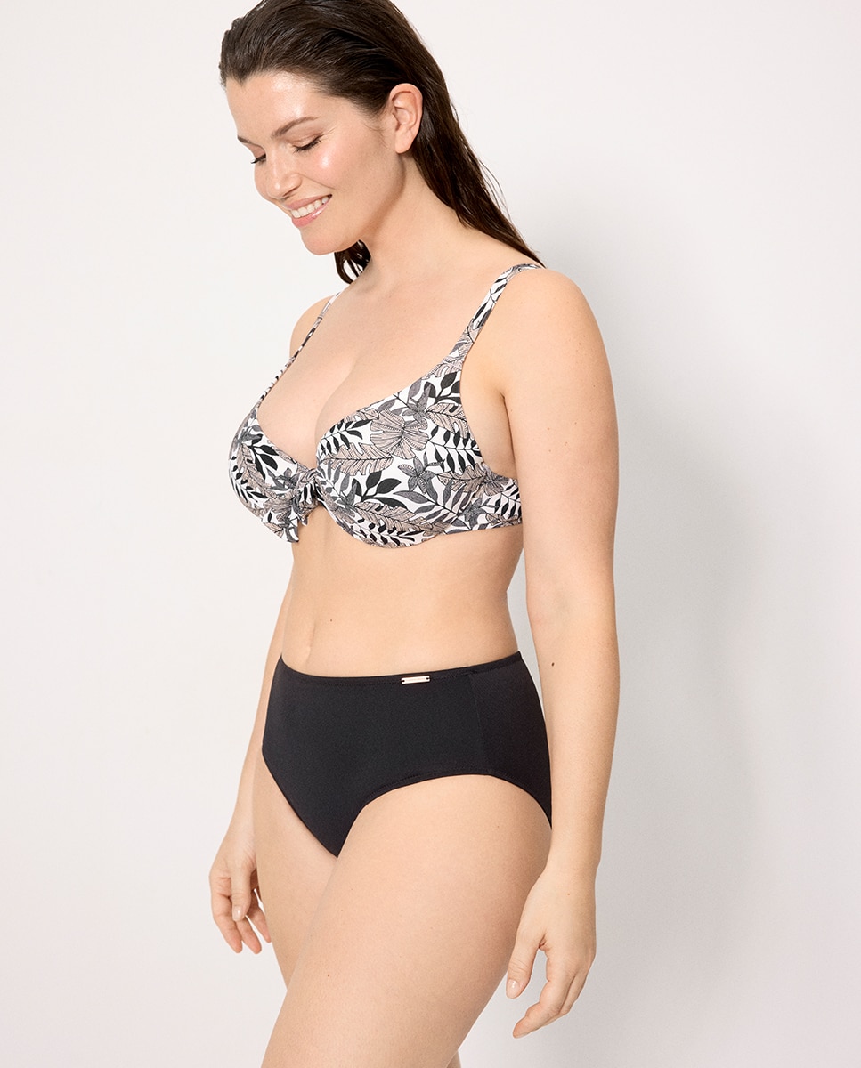 Cueca de Biquíni Redutora Alta em Micropiqué Preto-3