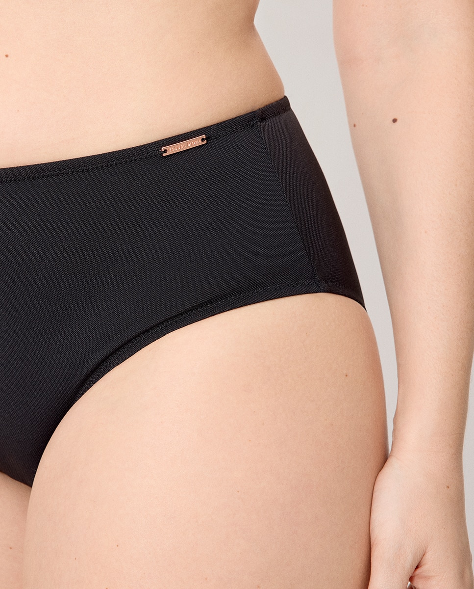 Cueca de Biquíni Redutora Alta em Micropiqué Preto-4