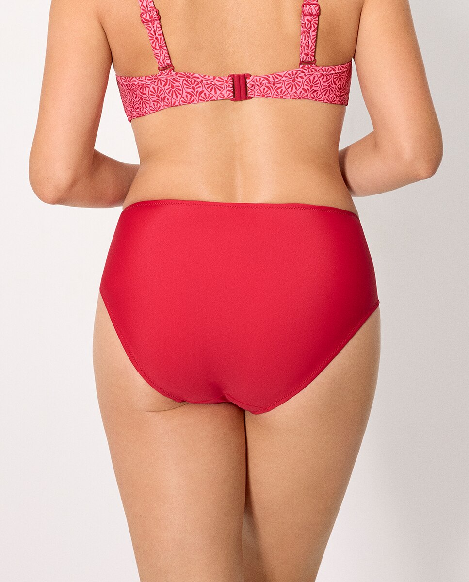 Cueca de Biquíni Redutora Alta Vermelho-2