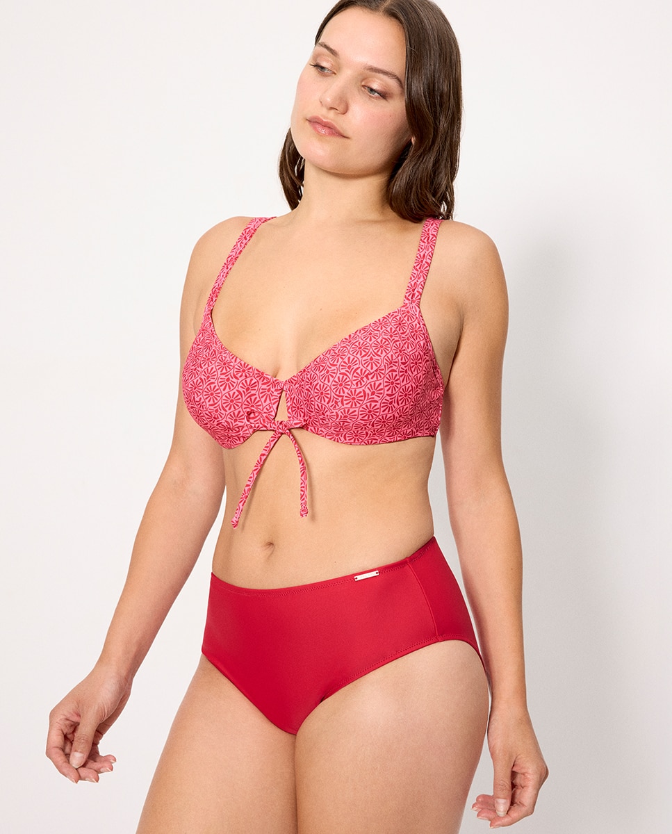 Cueca de Biquíni Redutora Alta Vermelho-3