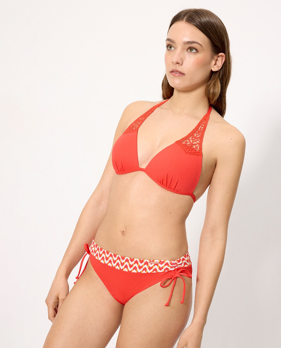 Cuecas de Biquíni Midi em Micropiqué Estampadas Coral Coral-3