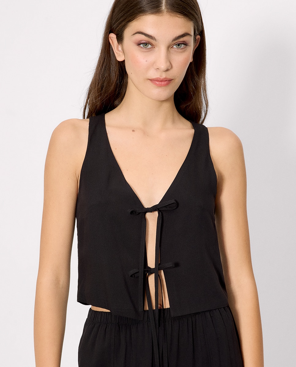 Imagem 0 de Vestidos de Praia Top Colete com Nó e Alças