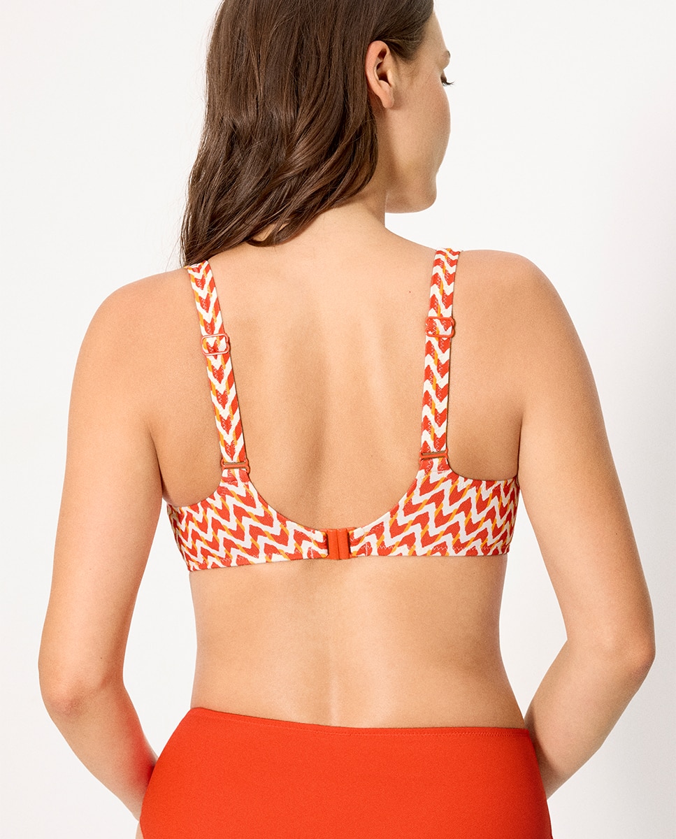 Tops de Biquíni Redutor Micropiqué Estampado Coral em Copas e e F Coral-2