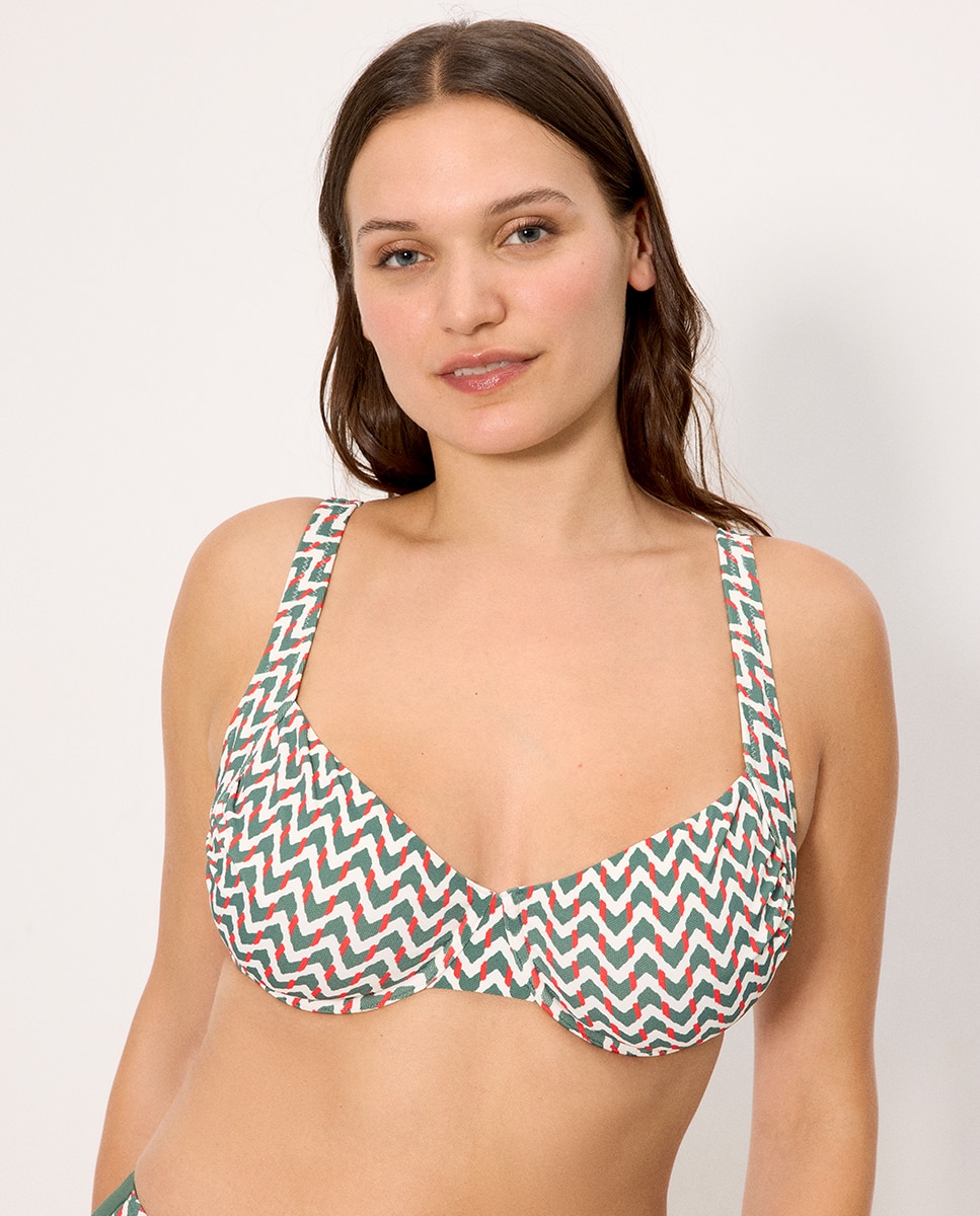 Imagem 0 de Tops de Biquíni Redutor Micropiqué Estampado Coral em Copas e e F