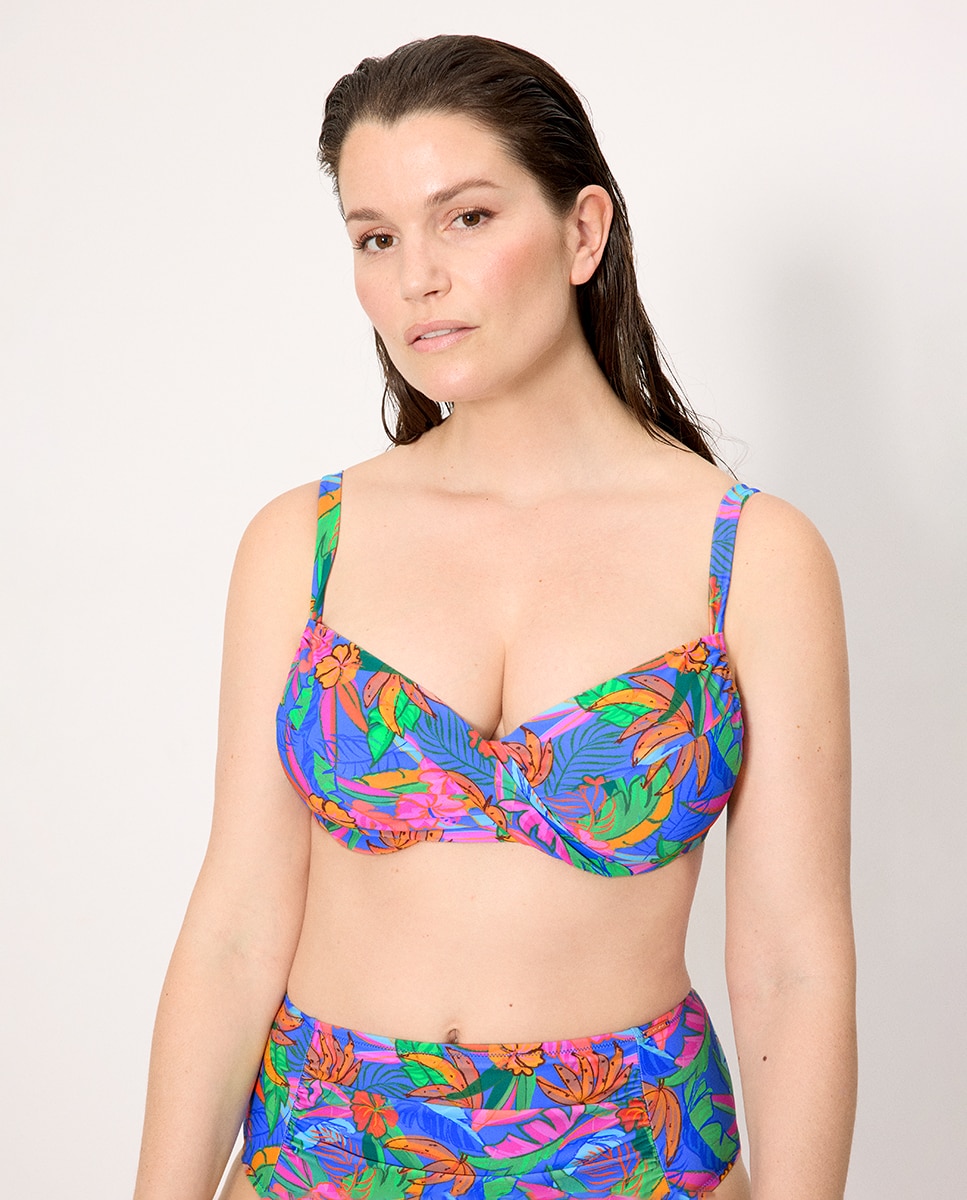 Imagem 0 de Tops de Biquíni Redutor Contorno Regulável com Estampado Tropical em Copas C e D