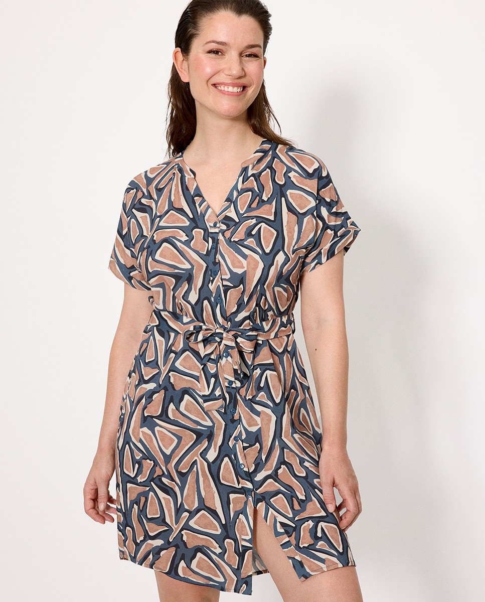 Imagem 0 de Vestidos de Praia Tipo Camisa de Manga Curta Estampado