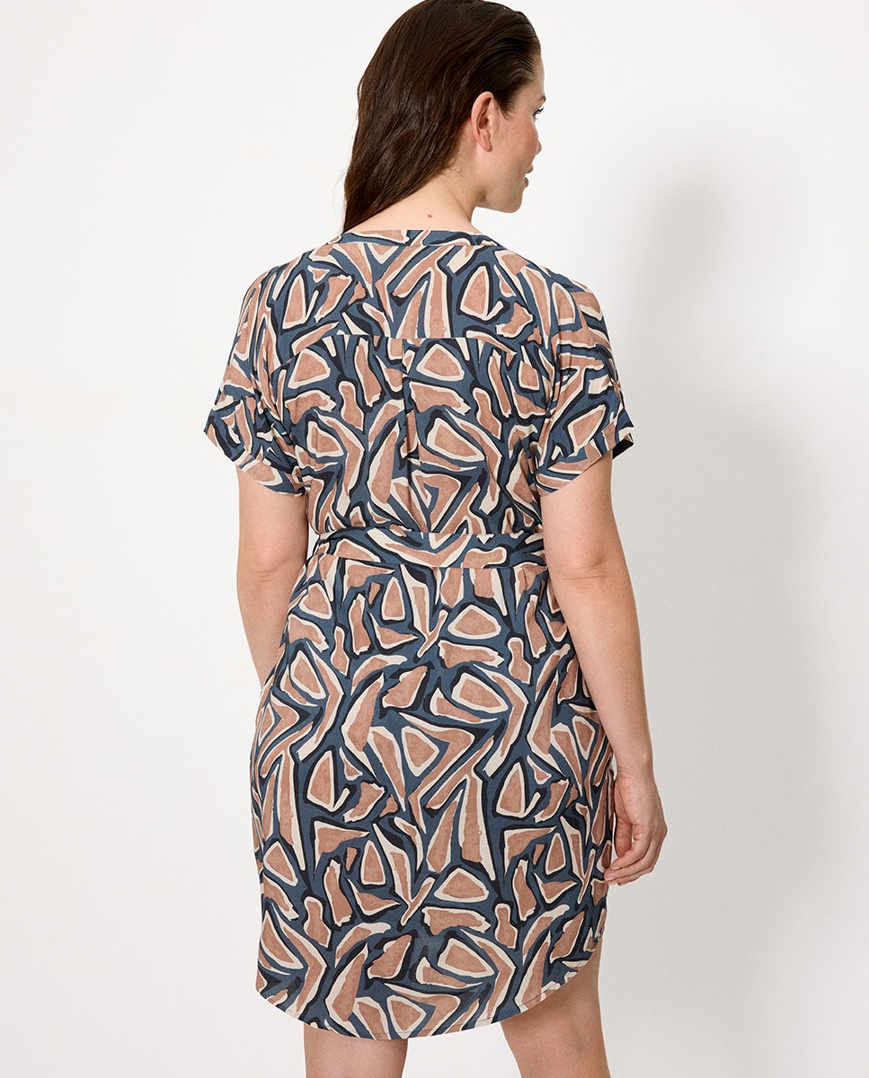 Vestidos de Praia Tipo Camisa de Manga Curta Estampado Multicolor-2