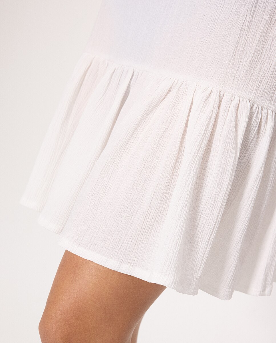 Vestidos de Praia Curto Leve com Alças Branco-3