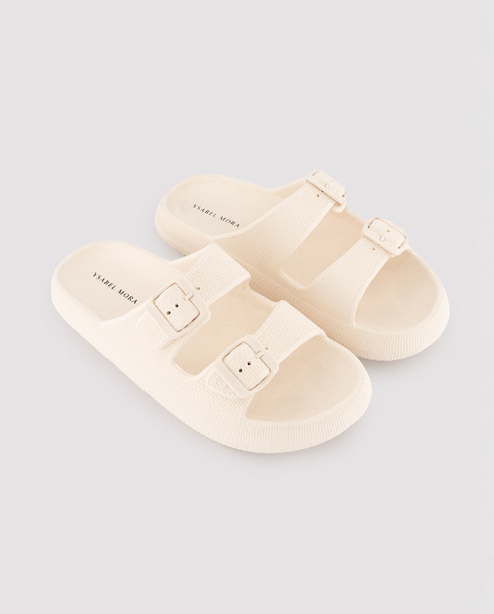 Chinelos de Praia Fivelas Antiderrapantes Extra Comfort Bege-2